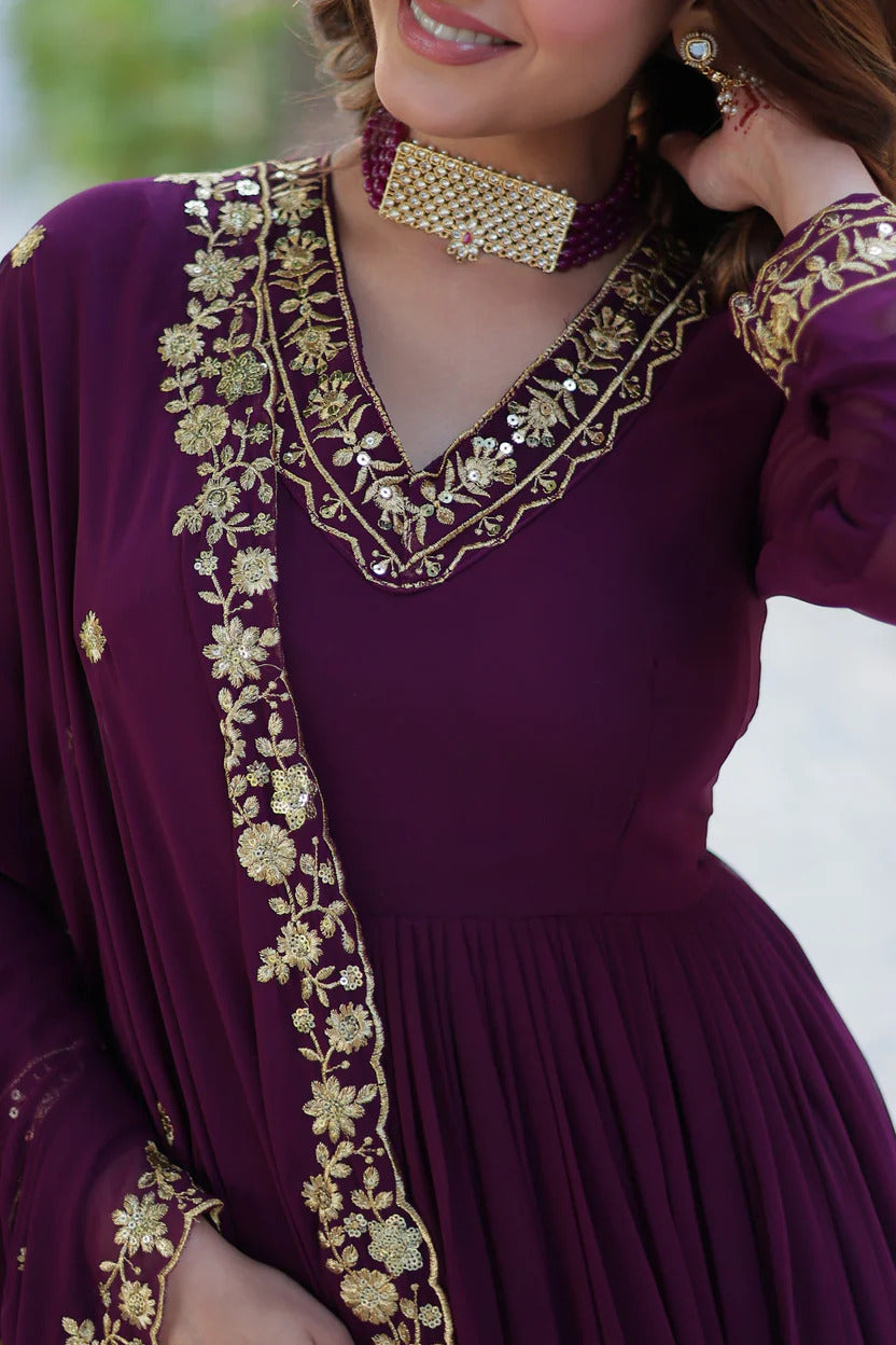 Designer Embroidered Anarkali Suit Set with Dupatta for Women