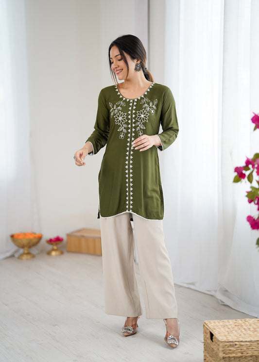 Elegant Green Tunic for Women – Ethnic & Casual Wear
