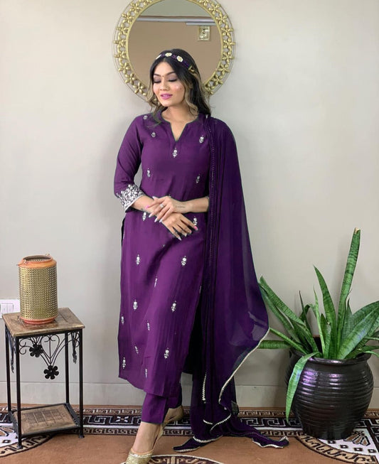 Deep Purple Kurta Set with Regal Charm