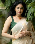 Classic Ivory Jacquard Saree with Peach Zari Touch