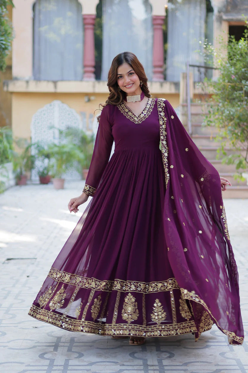 Designer Embroidered Anarkali Suit Set with Dupatta for Women
