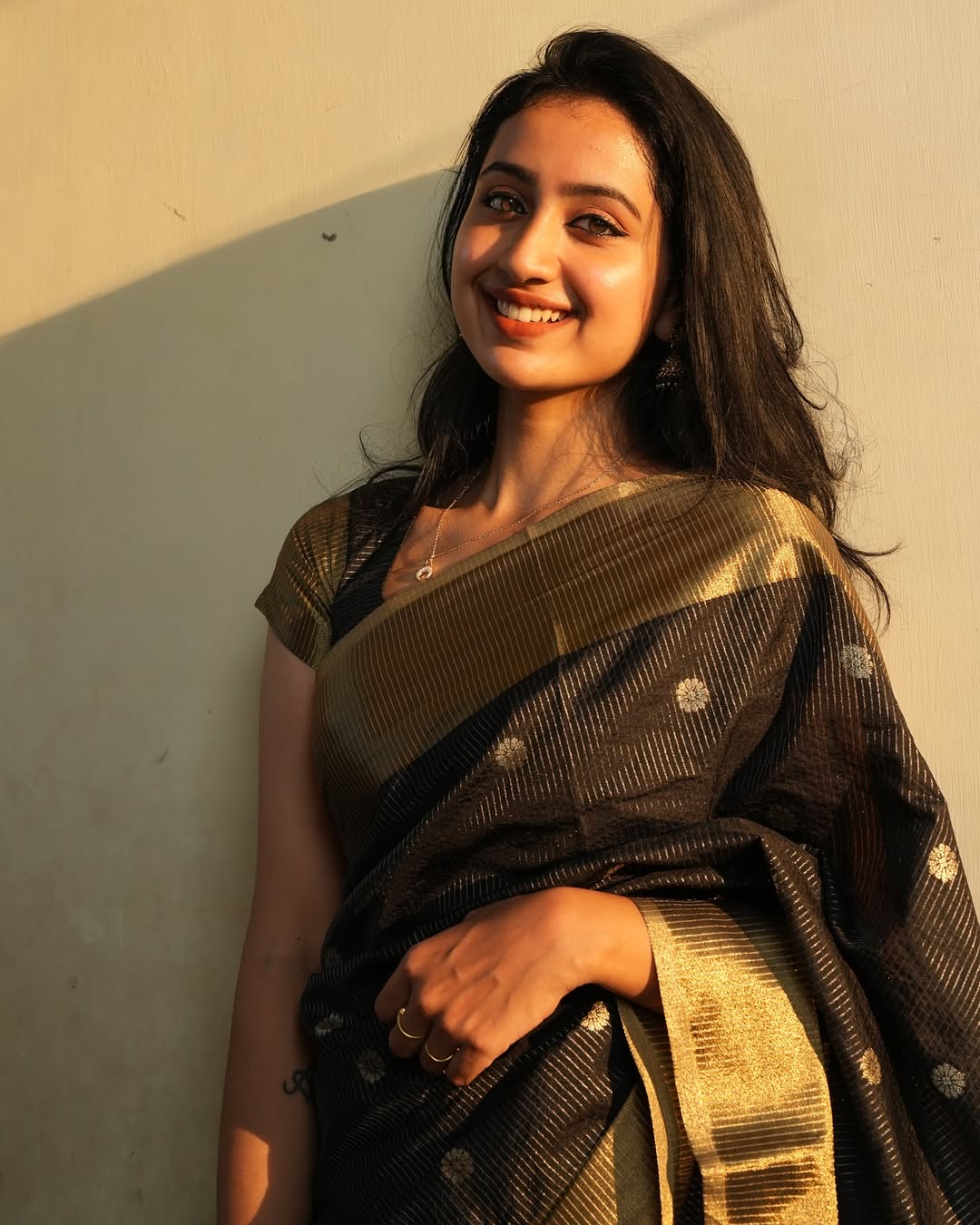 Classic Black Silk Saree with Gold Zari Border