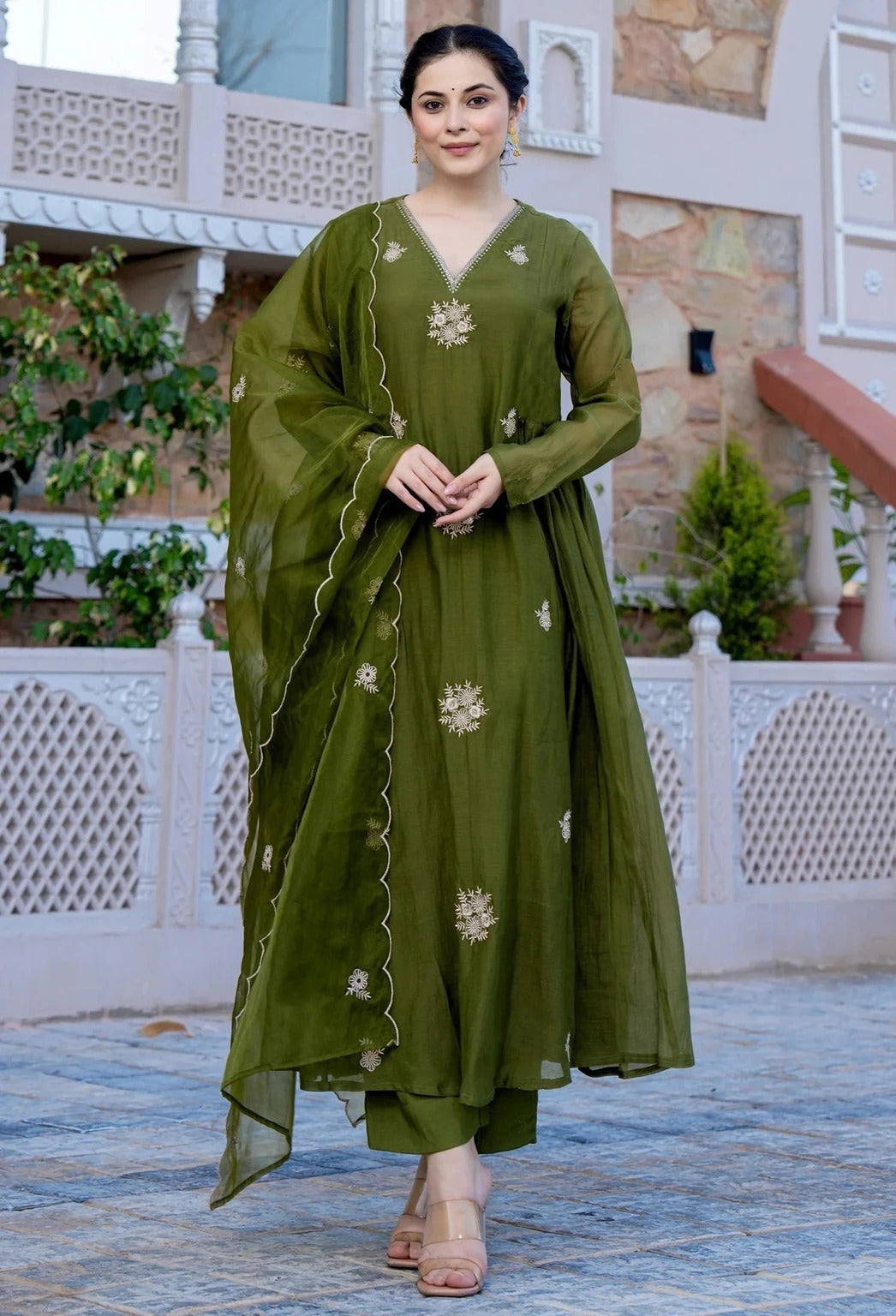 Designer Embroidered Kurta Set with Dupatta for Women
