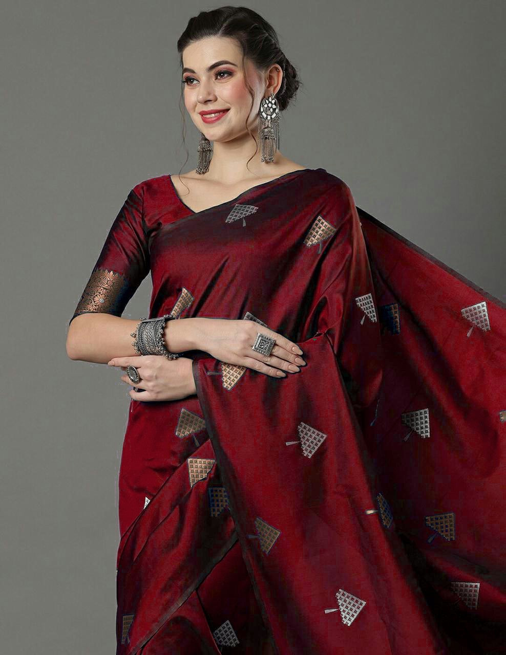 Crimson Charm Draped in Elegance