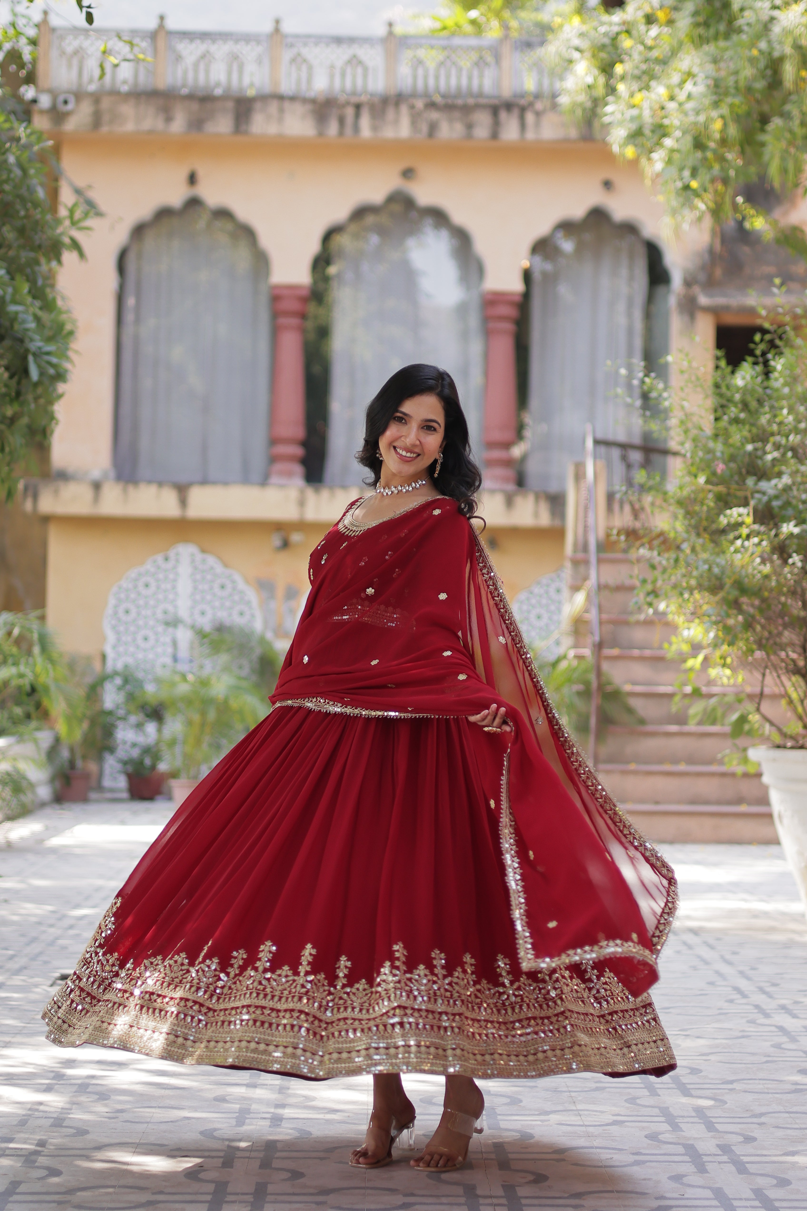 Heavy Embroidered Anarkali Suit Set with Dupatta