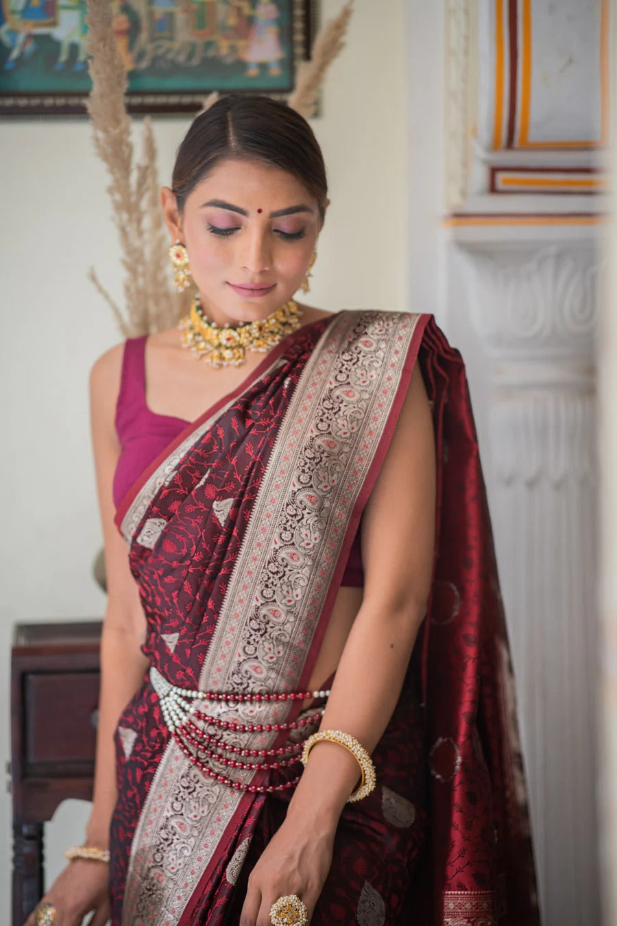 Traditional Silk Saree with Rich Zari Weaving & Designer Pallu