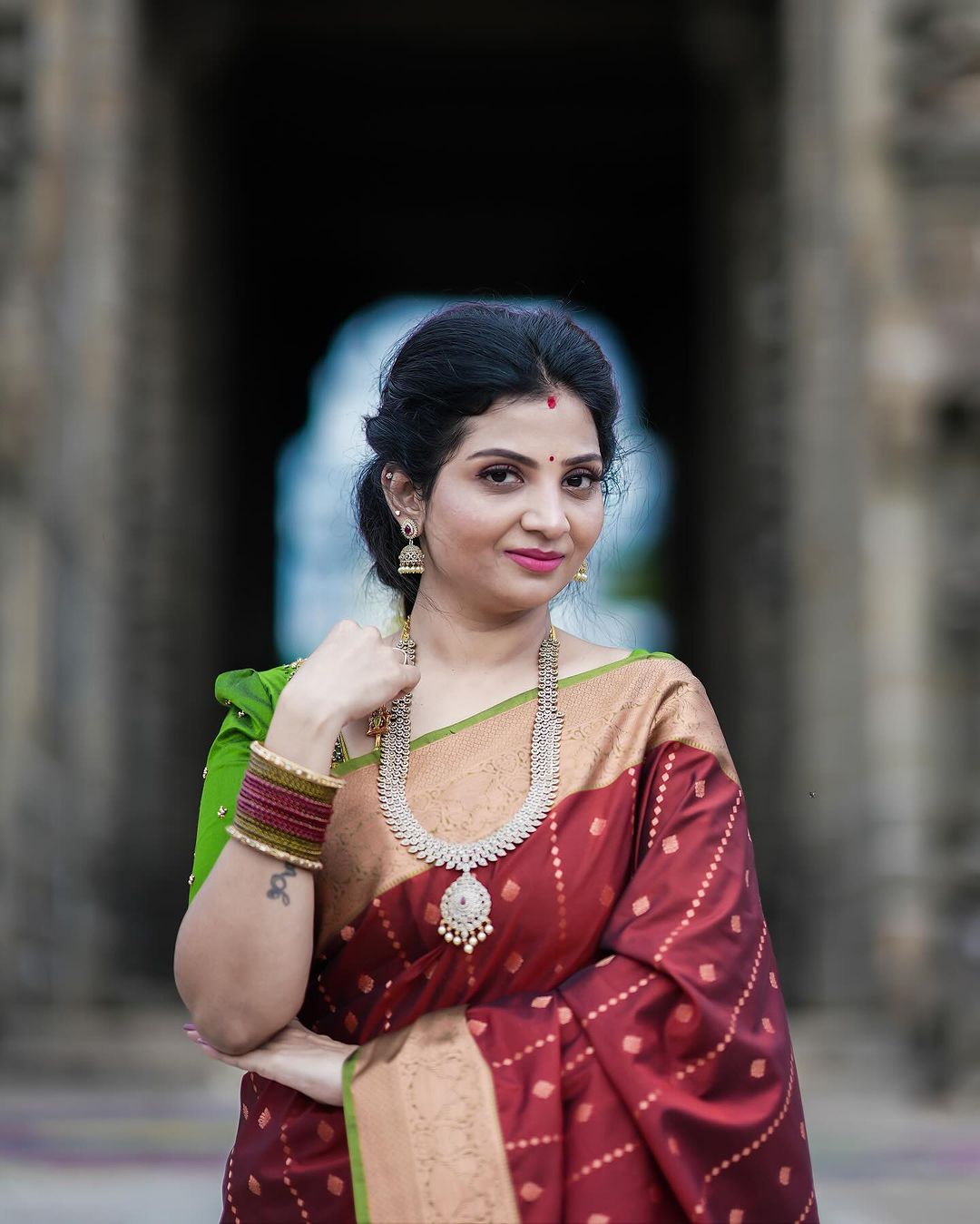 Traditional Silk Saree with Rich Border & Woven Motifs