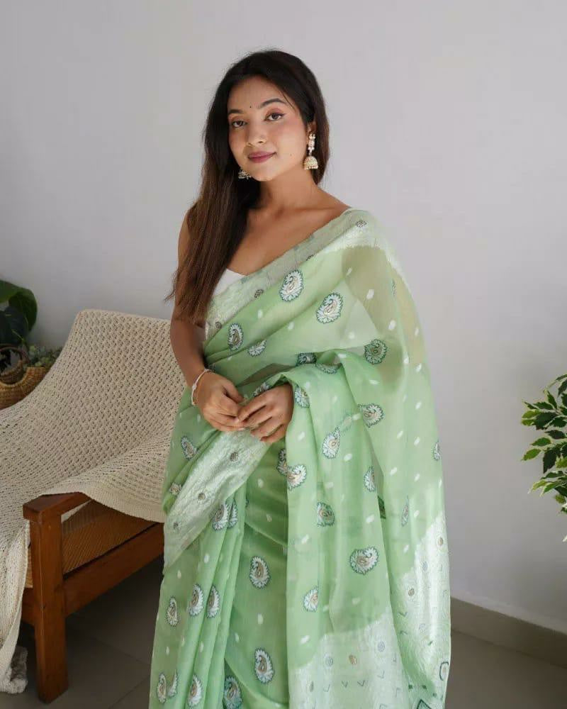 Printed Cotton Silk Saree with Elegant Border