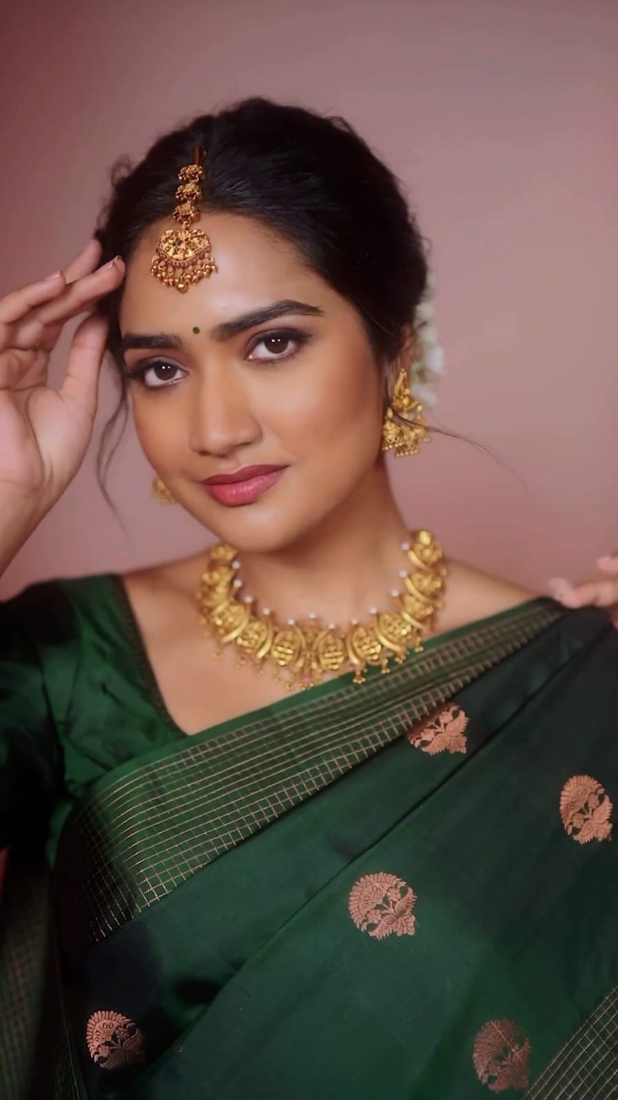 Olive Green Designer Saree