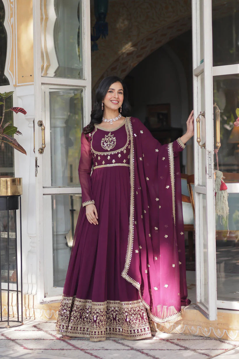 Designer Embroidered Anarkali Suit Set with Dupatta for Women