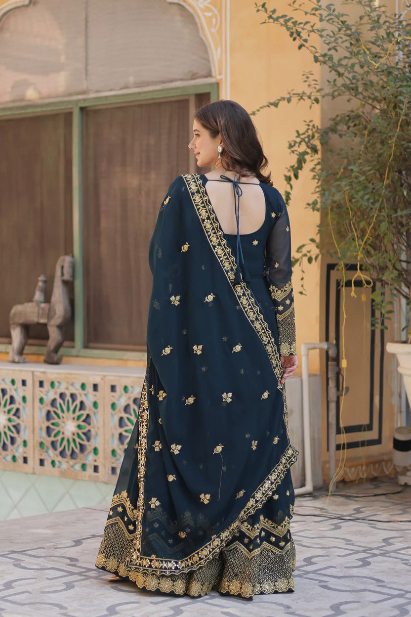 Designer Embroidered Anarkali Suit Set for Women with Dupatta