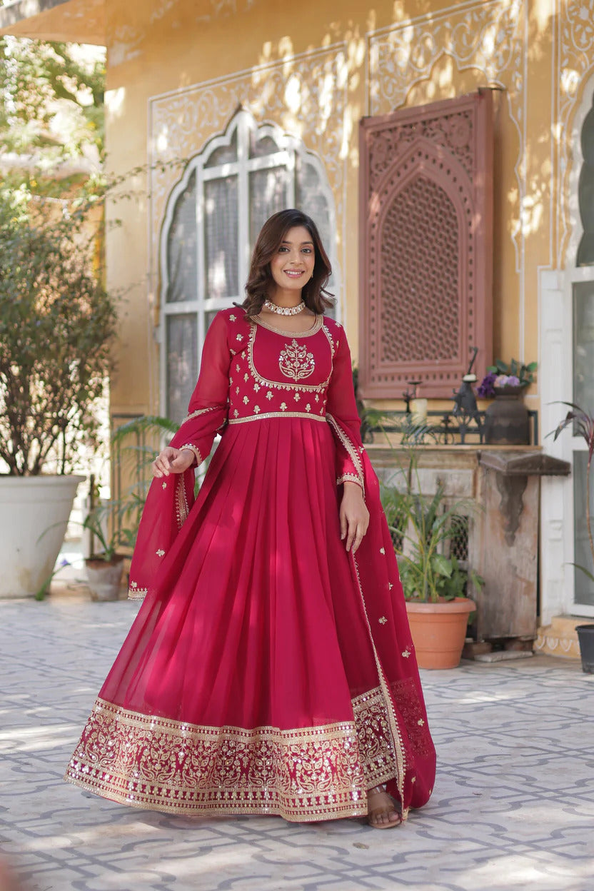 Designer Embroidered Anarkali Suit Set with Dupatta for Women