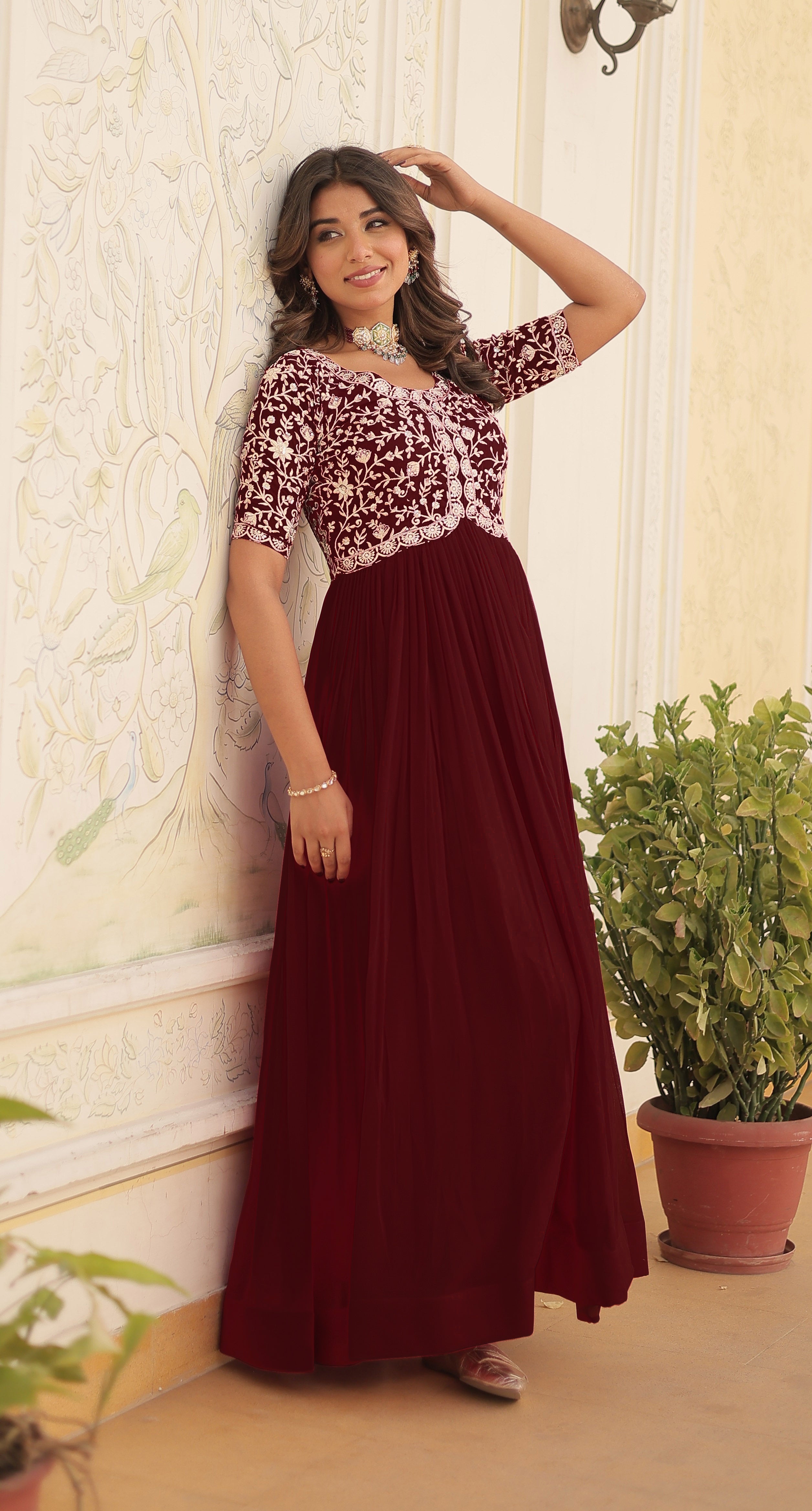 Designer Embroidered Anarkali Gown for Women