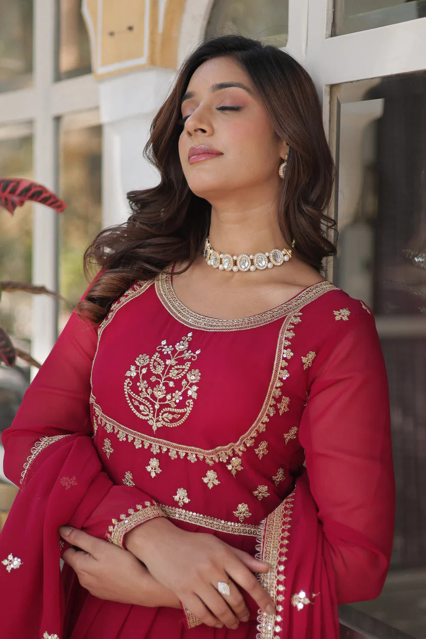Designer Embroidered Anarkali Suit Set with Dupatta for Women