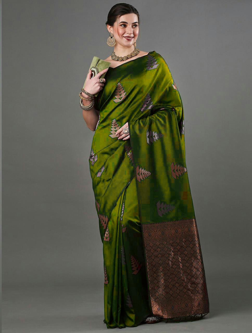 Classic Emerald Jacquard Saree