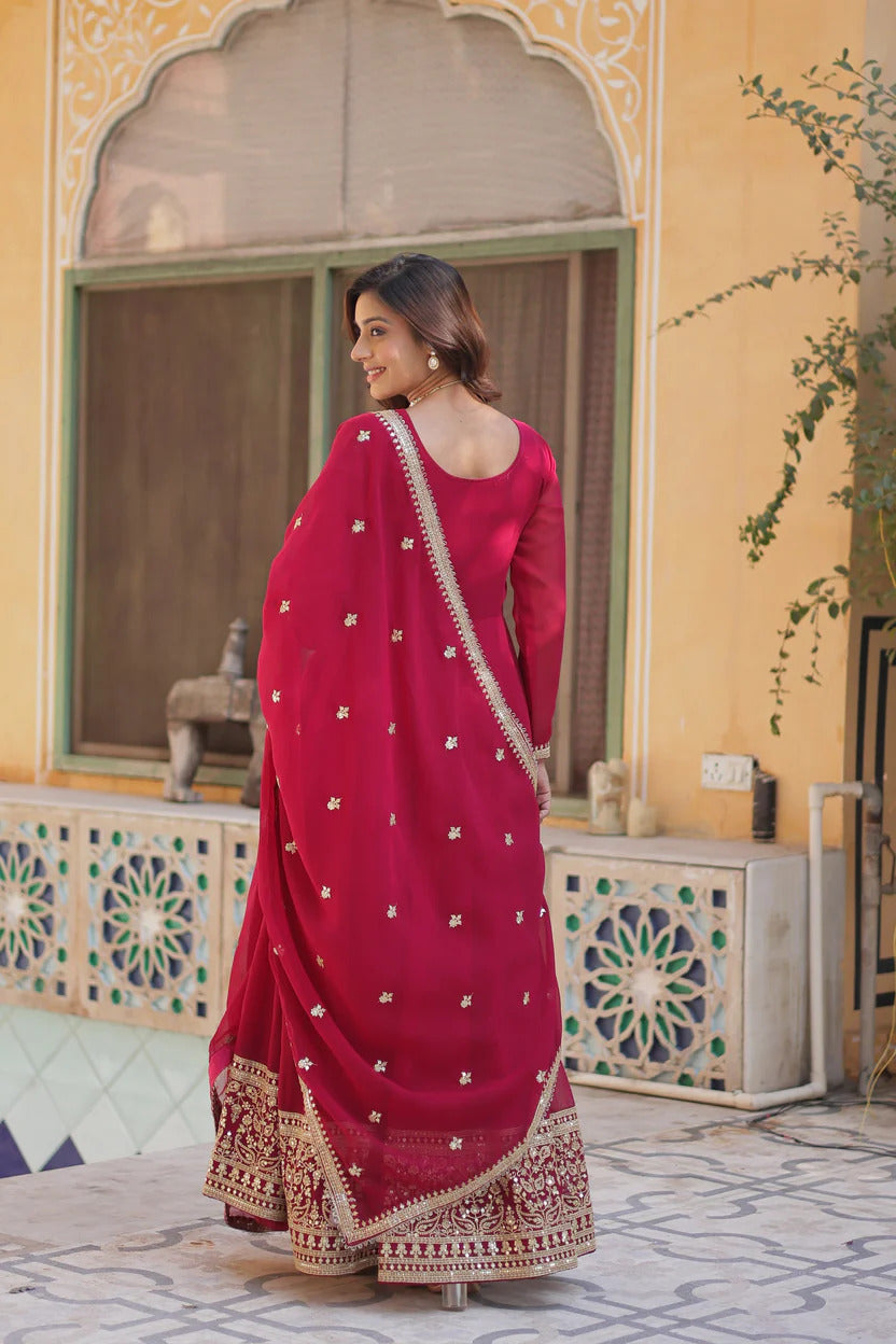 Designer Embroidered Anarkali Suit Set with Dupatta for Women