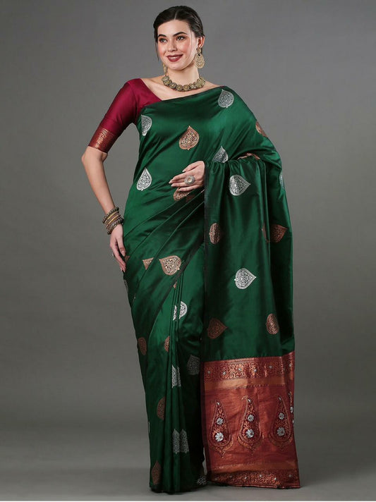 Royal Green Box Motif Saree