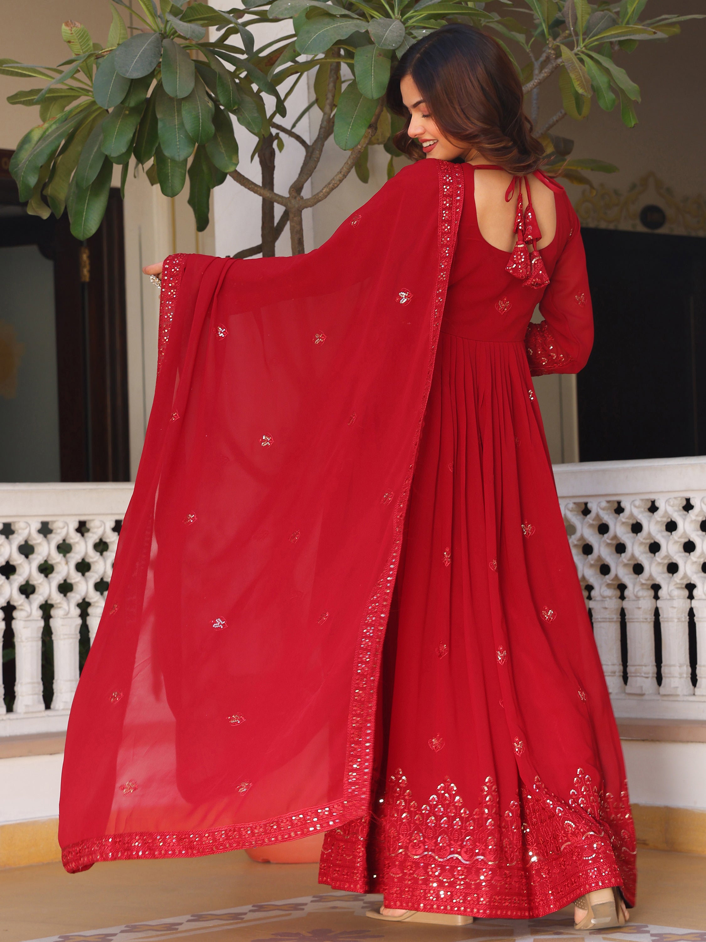 Royal Maroon Anarkali Kurti with Dupatta