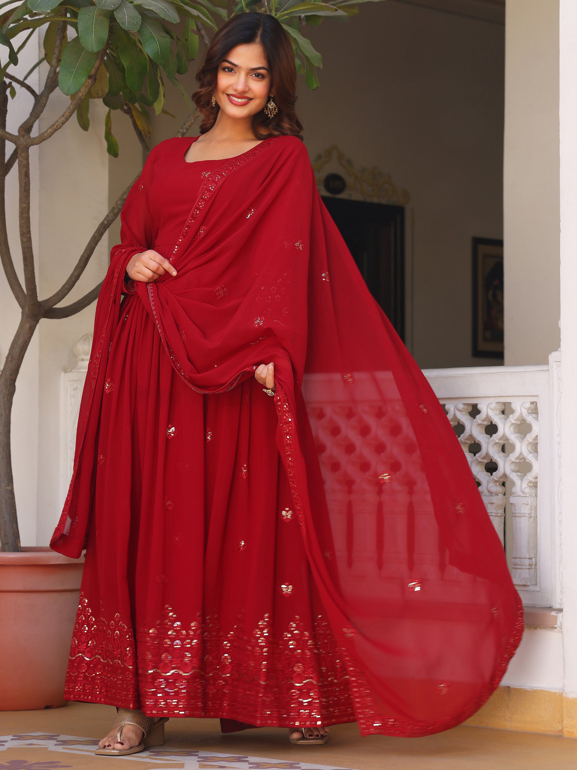 Royal Maroon Anarkali Kurti with Dupatta