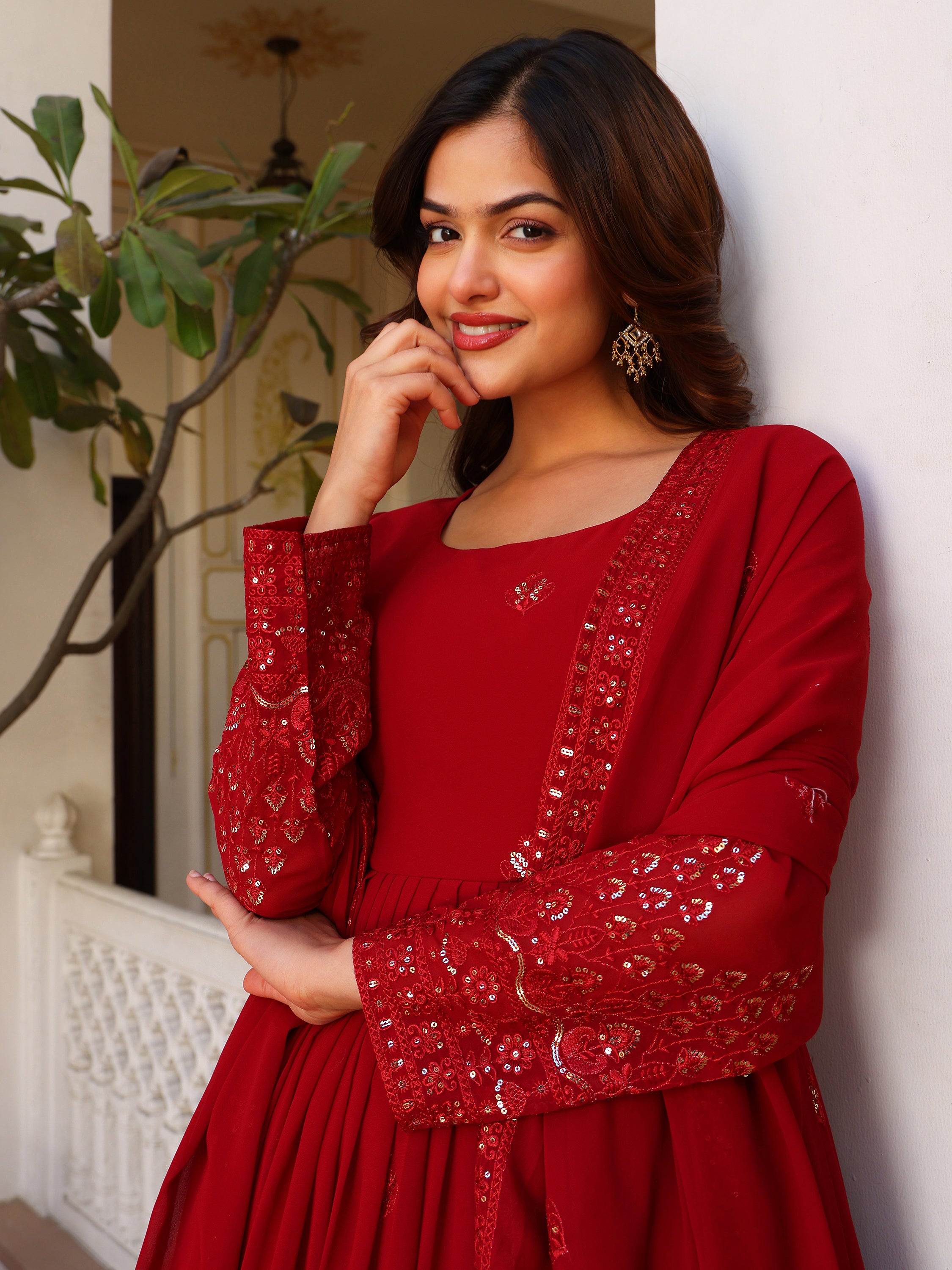Royal Maroon Anarkali Kurti with Dupatta