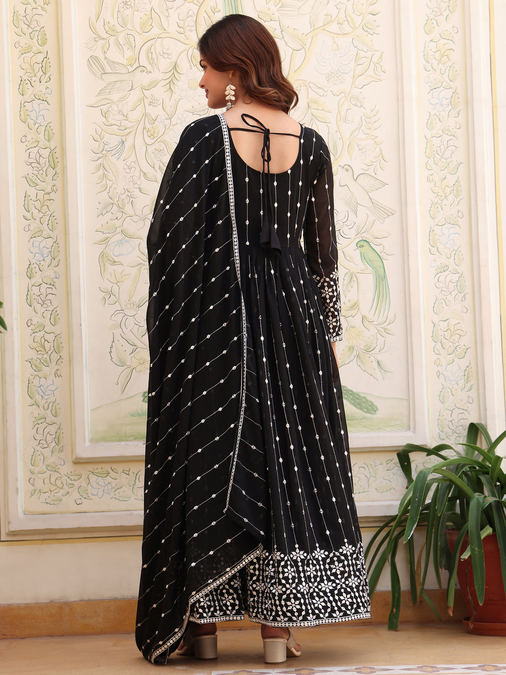 Black Anarkali Kurti with Dupatta for Women