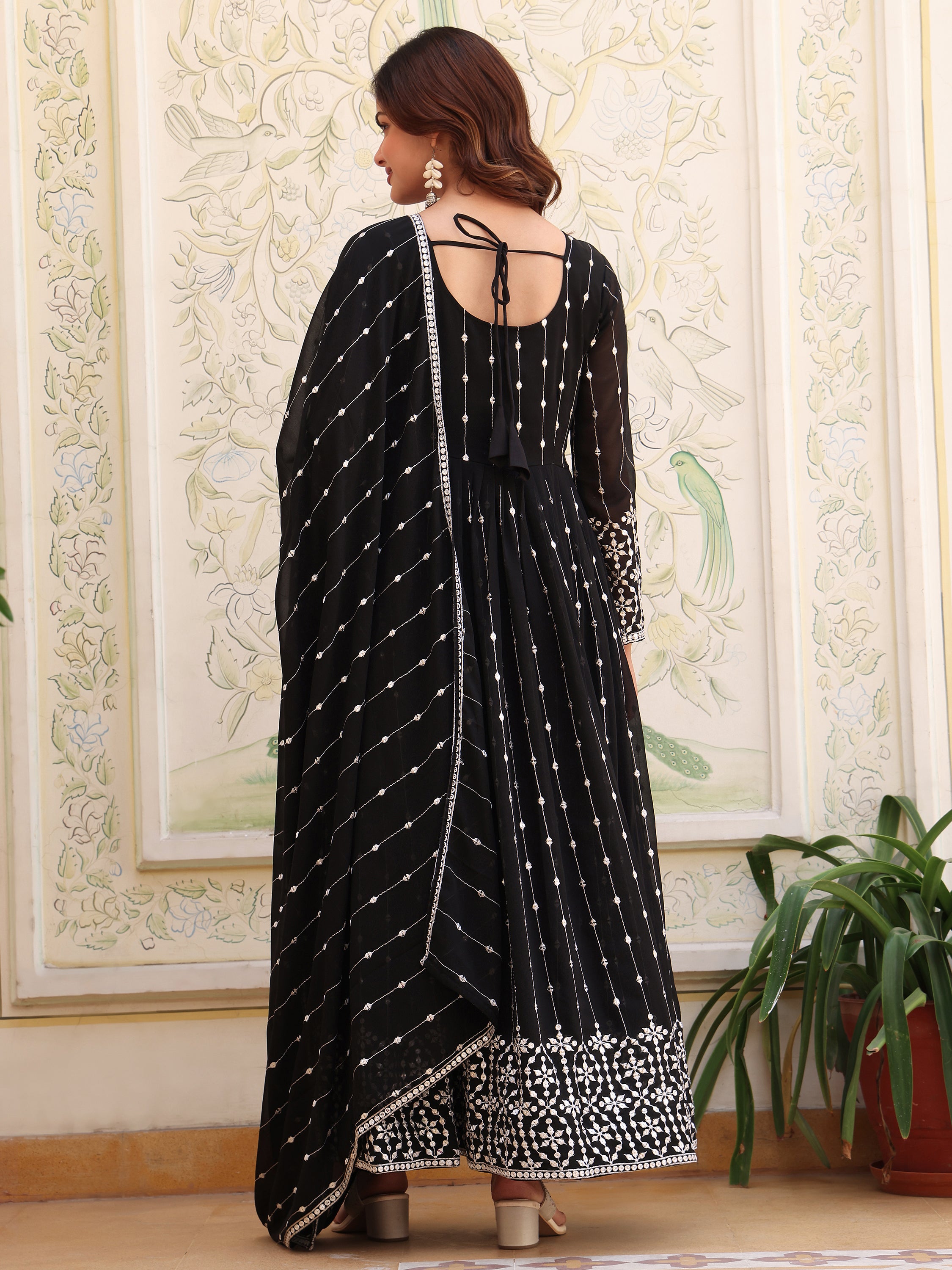 Black Anarkali Kurti with Dupatta for Women