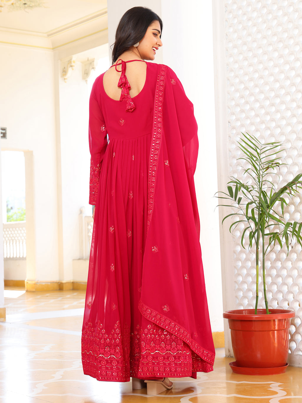 Rose Pink Anarkali Kurti with Dupatta