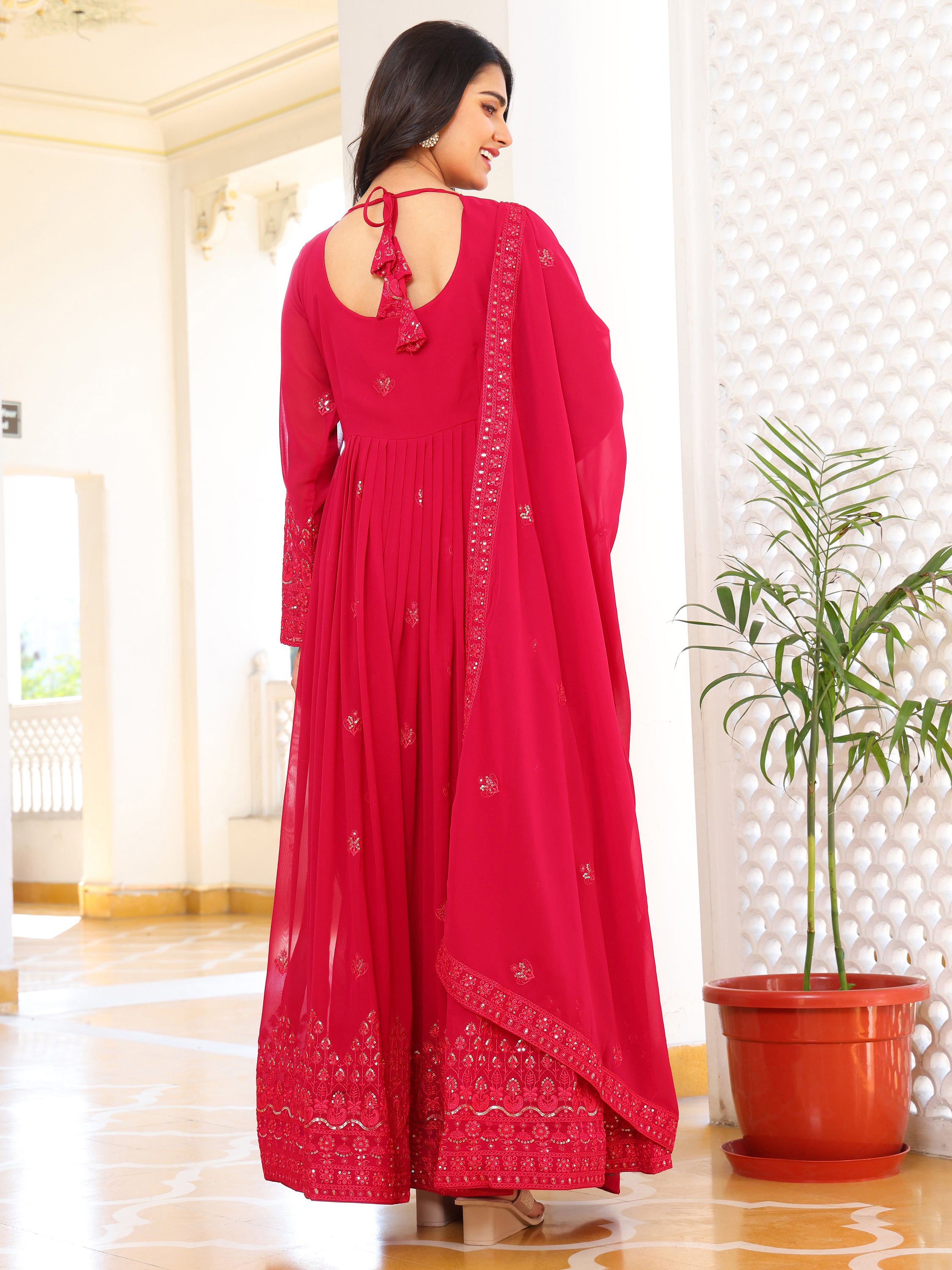 Rose Pink Anarkali Kurti with Dupatta