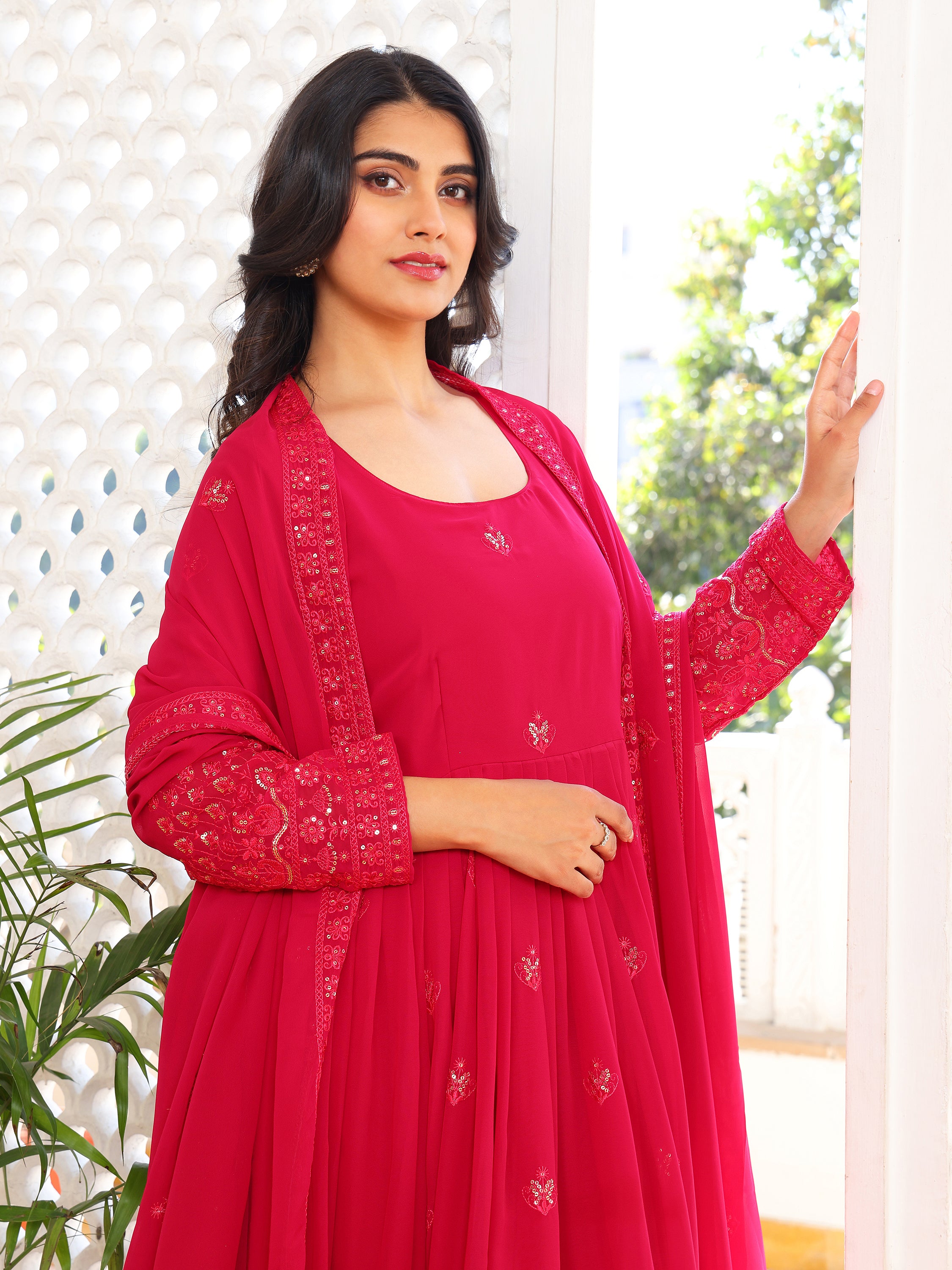 Rose Pink Anarkali Kurti with Dupatta