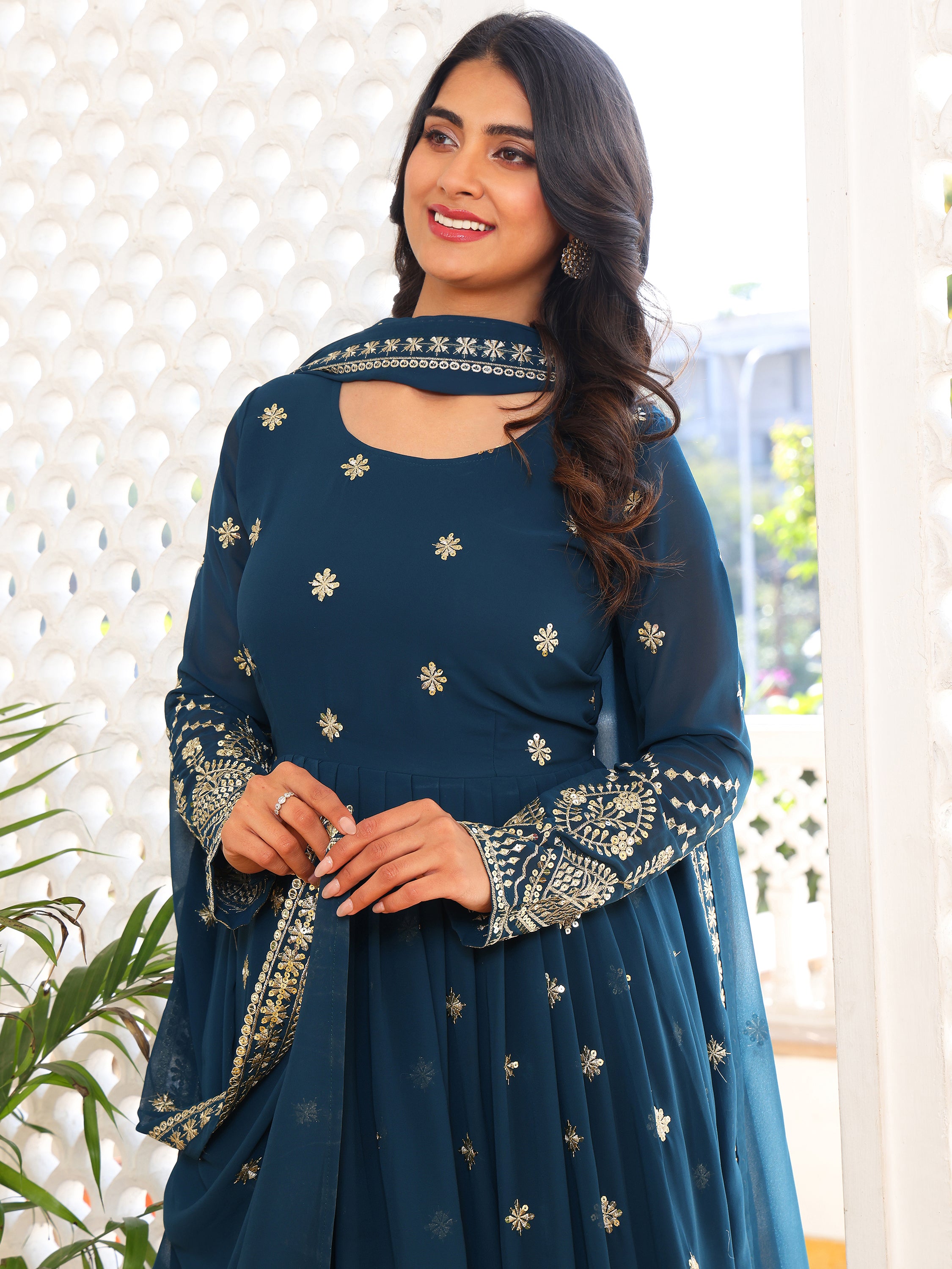 Turquoise Glow Anarkali Set
