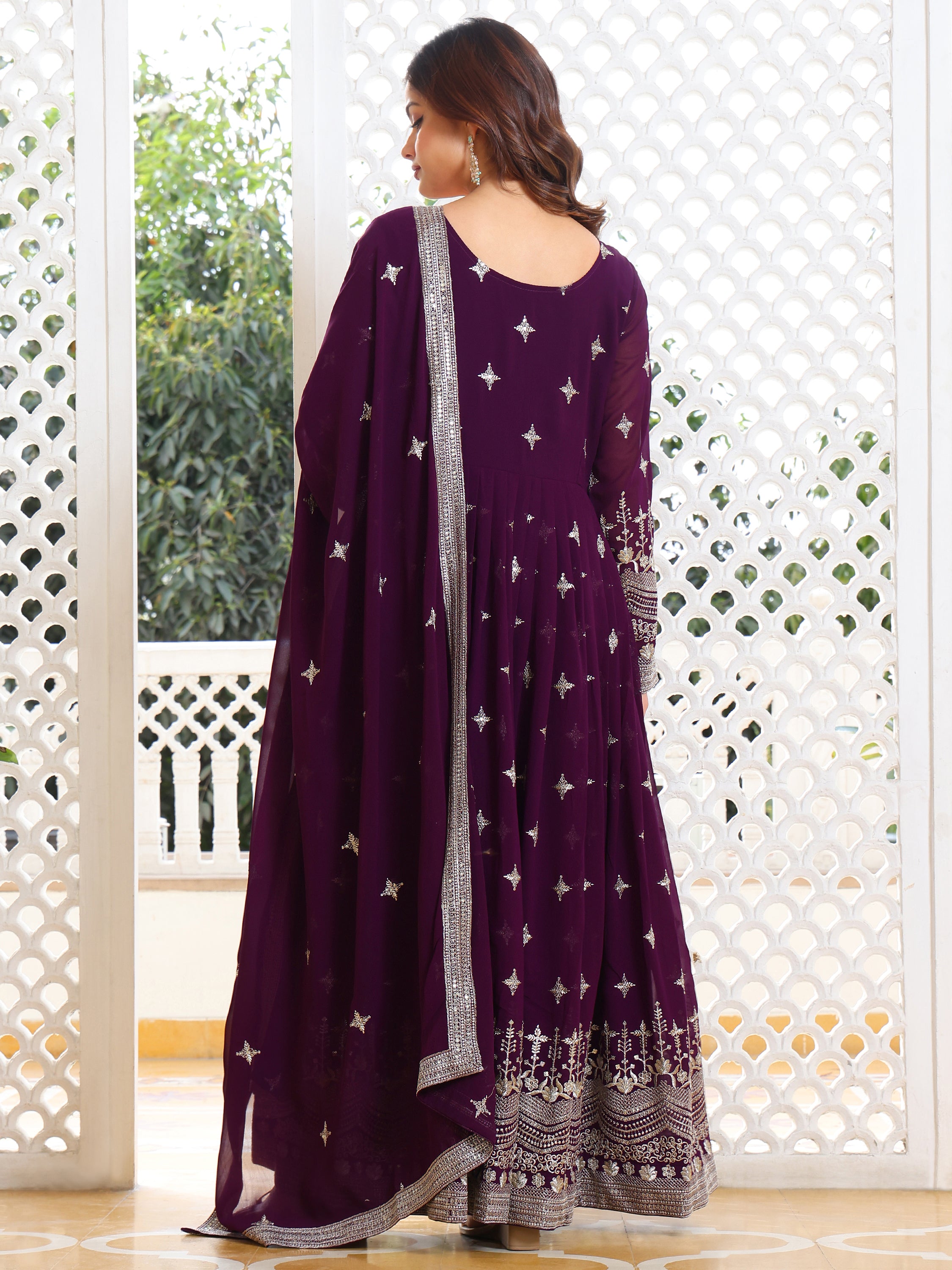 Deep Purple Designer Kurti Set