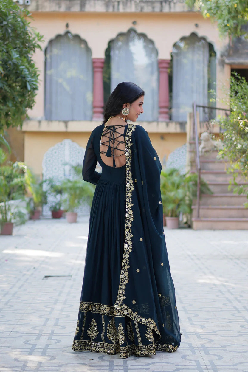Designer Embroidered Anarkali Suit Set with Dupatta for Women