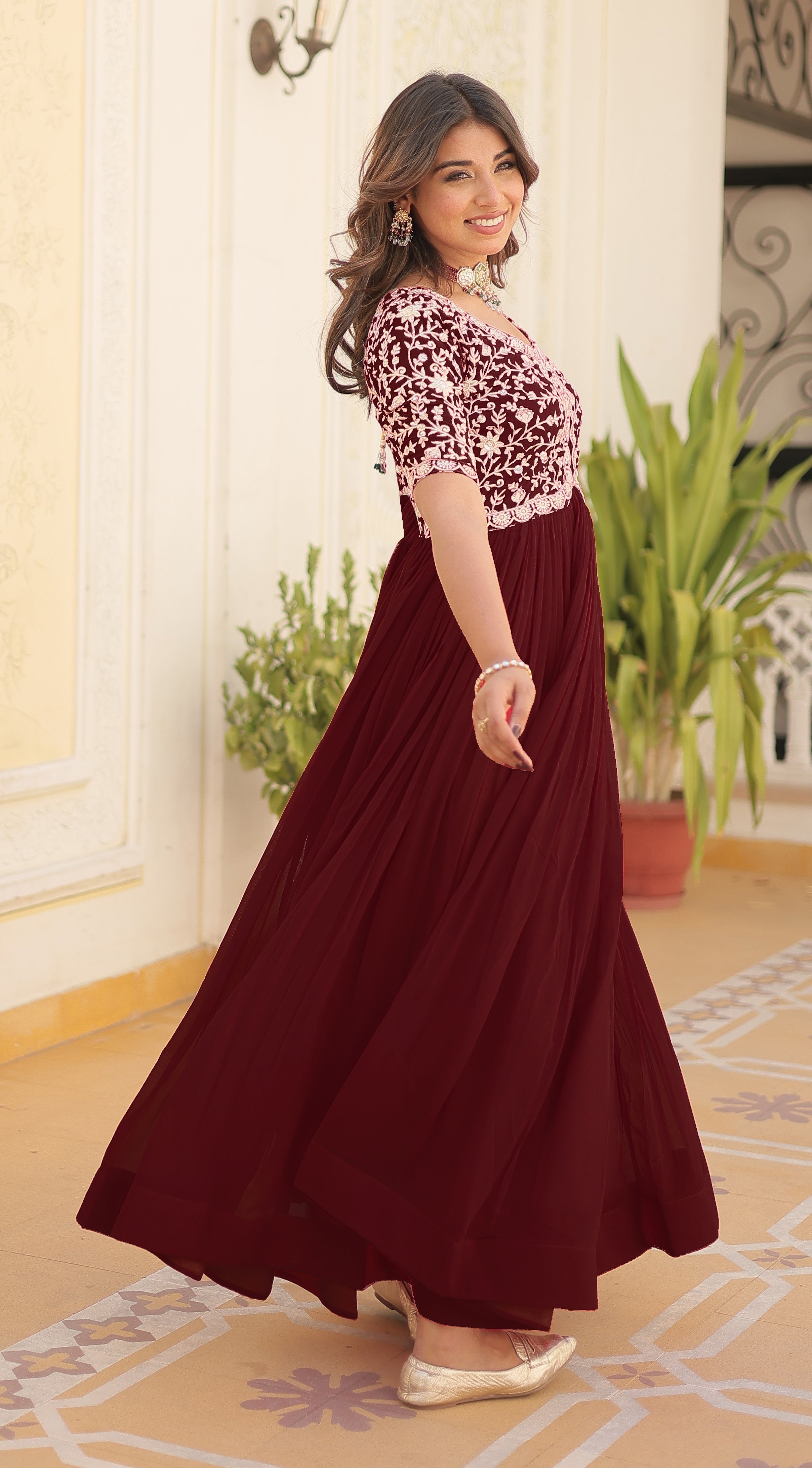 Designer Embroidered Anarkali Gown for Women