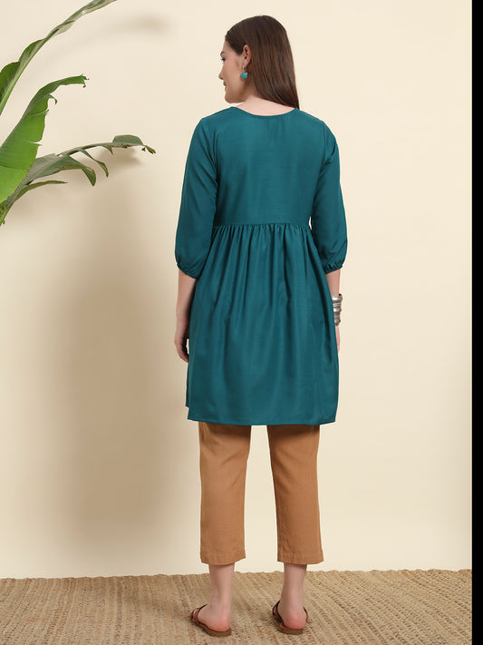 Trending Turqoise Short Kurti For Women