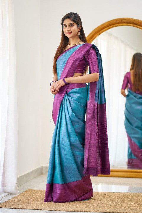 Elegant Silk Saree with Contrast Woven Border