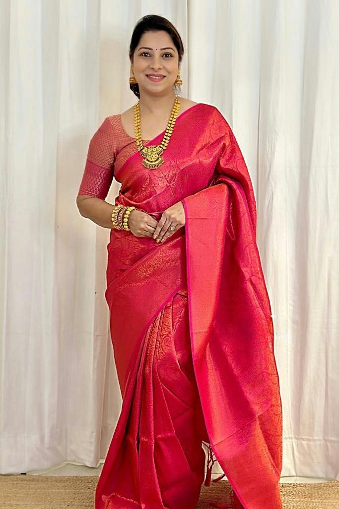 Elegant Woven Silk Saree with Rich Traditional Pattern & Designer Blouse