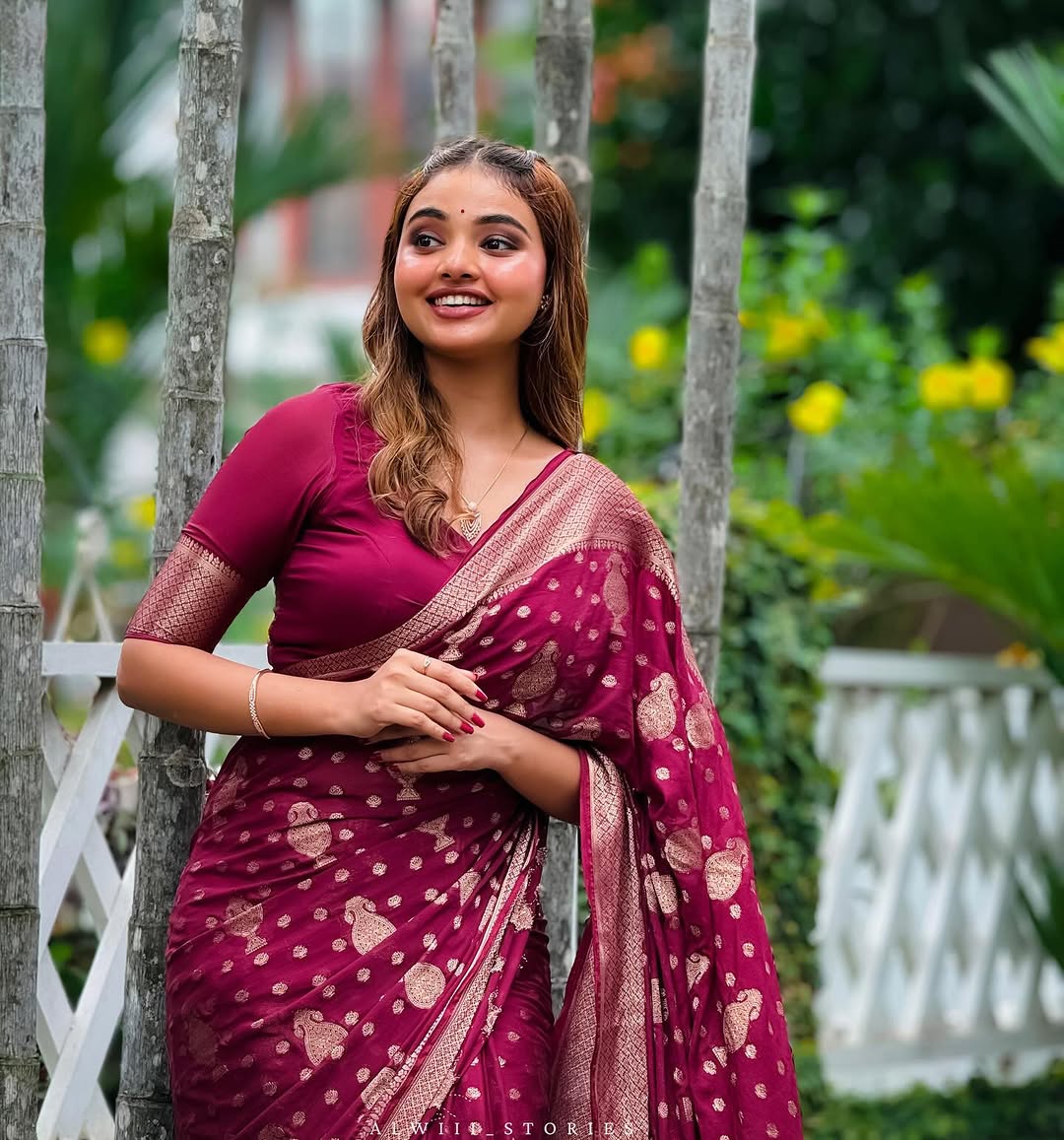 Pink Silk Saree with Gold Zari Butta