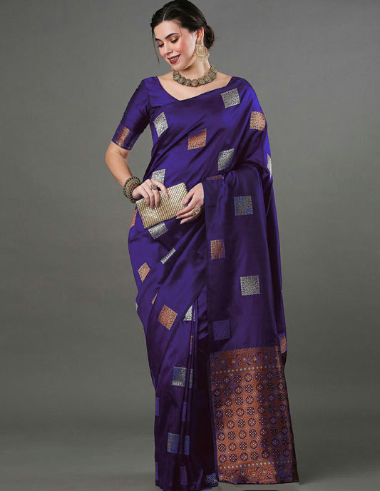 Classic Purple Festive Weave Saree