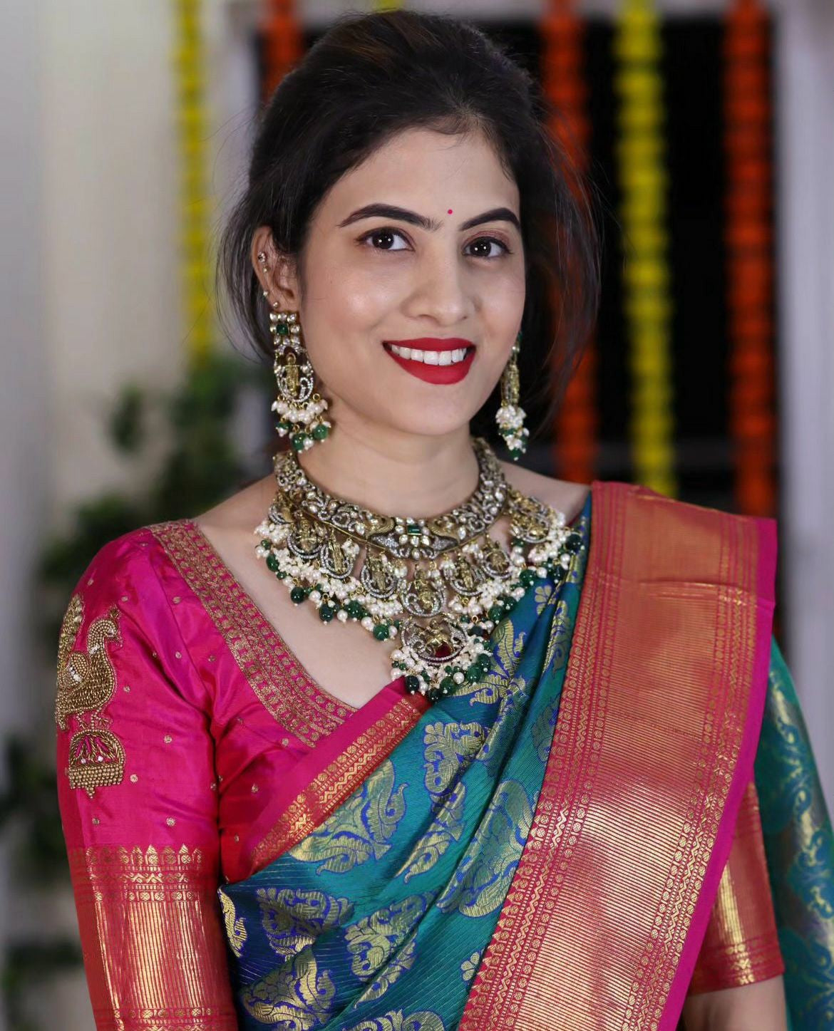 perfect for a green saree.
