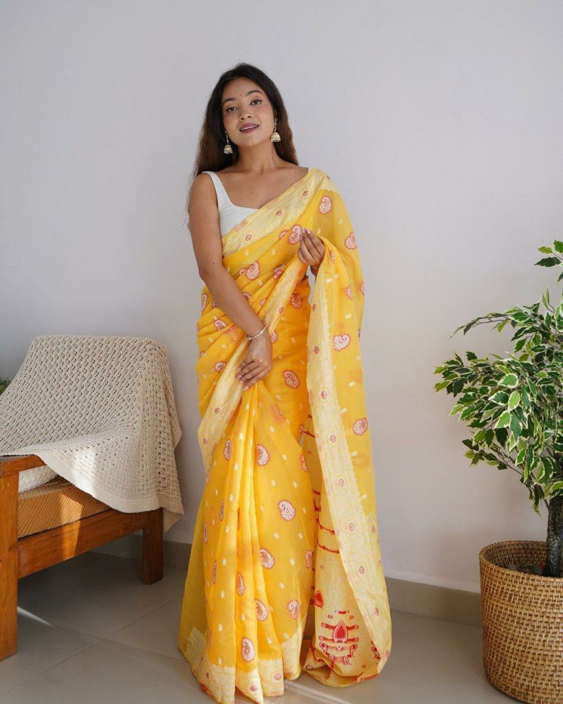 Printed Cotton Silk Saree with Elegant Border