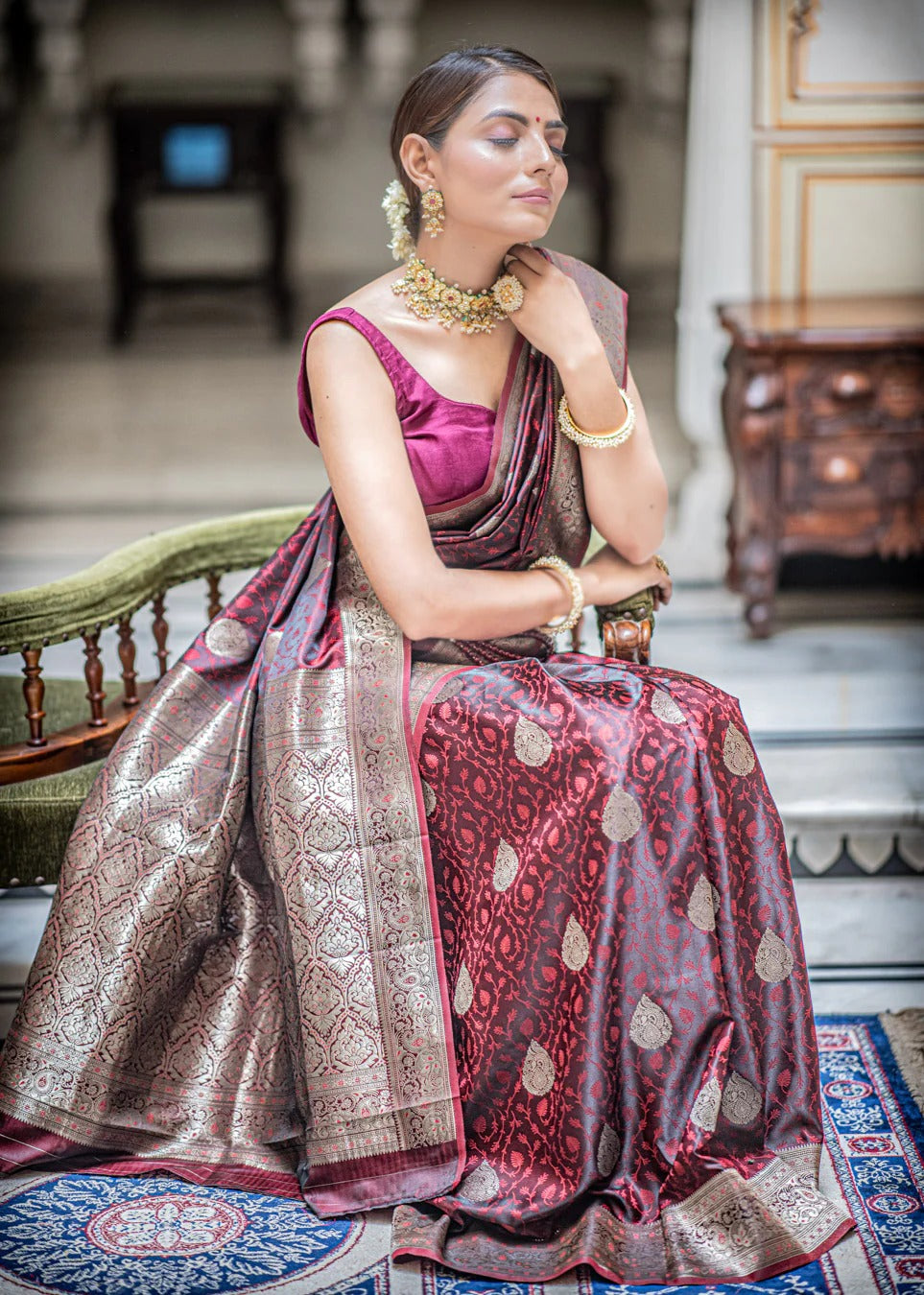 Traditional Silk Saree with Rich Zari Weaving & Designer Pallu