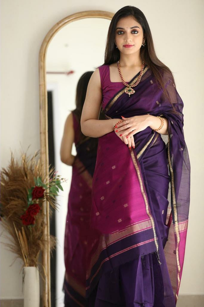 Elegant Traditional Saree with Contrast Border & Minimal Motifs for Festive Wear