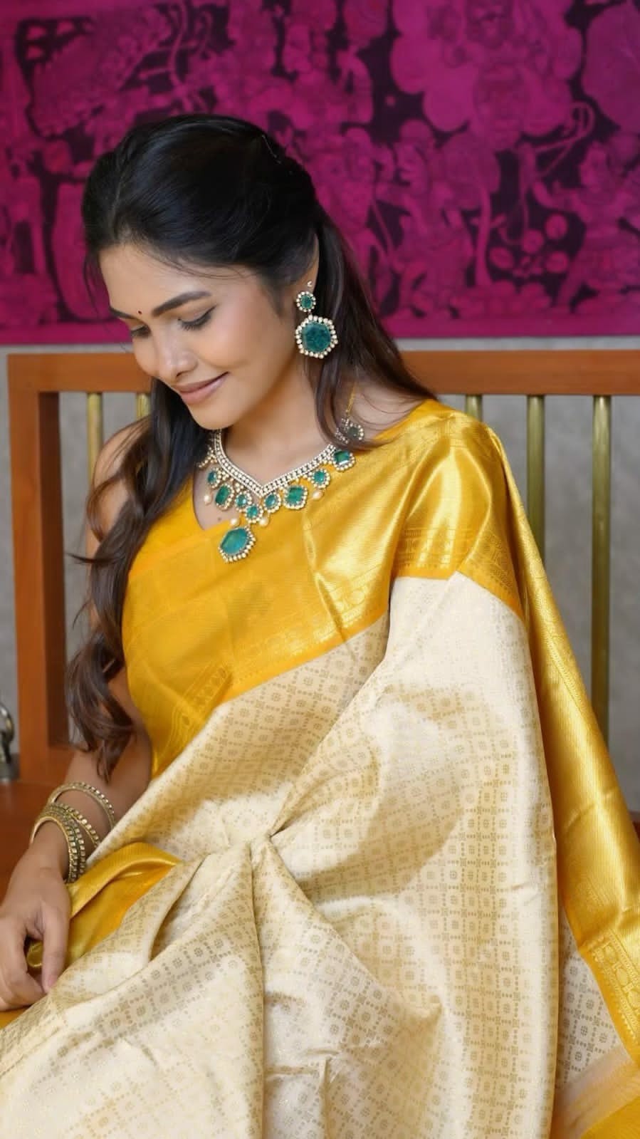 Yellow Silk Saree with Rich Woven Border