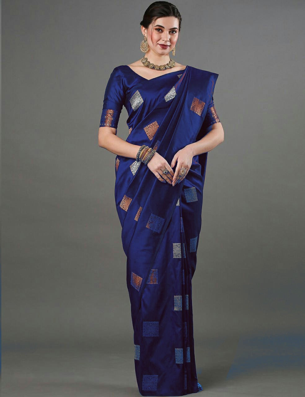 Royal Blue Banarasi Silk Saree for Women