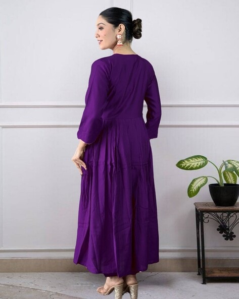 Women Embellished Purple Kurta Set