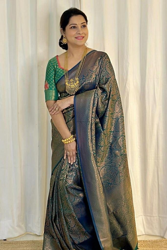 Elegant Woven Silk Saree with Rich Traditional Pattern & Designer Blouse
