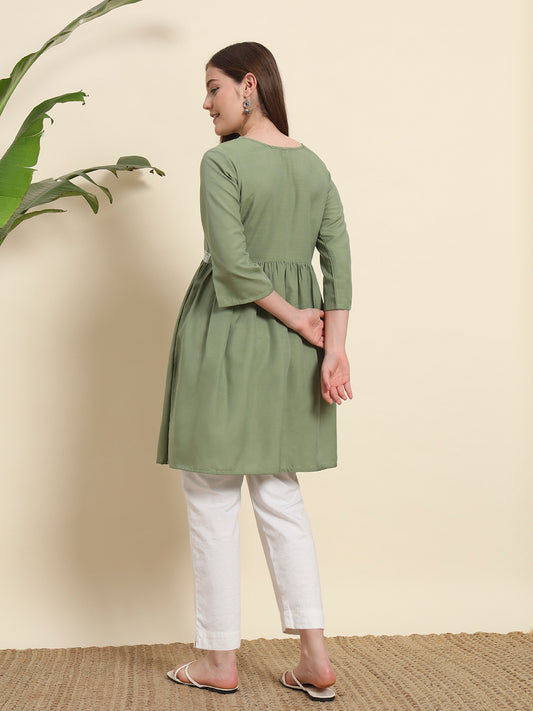 Light Green Short Kurti For Women