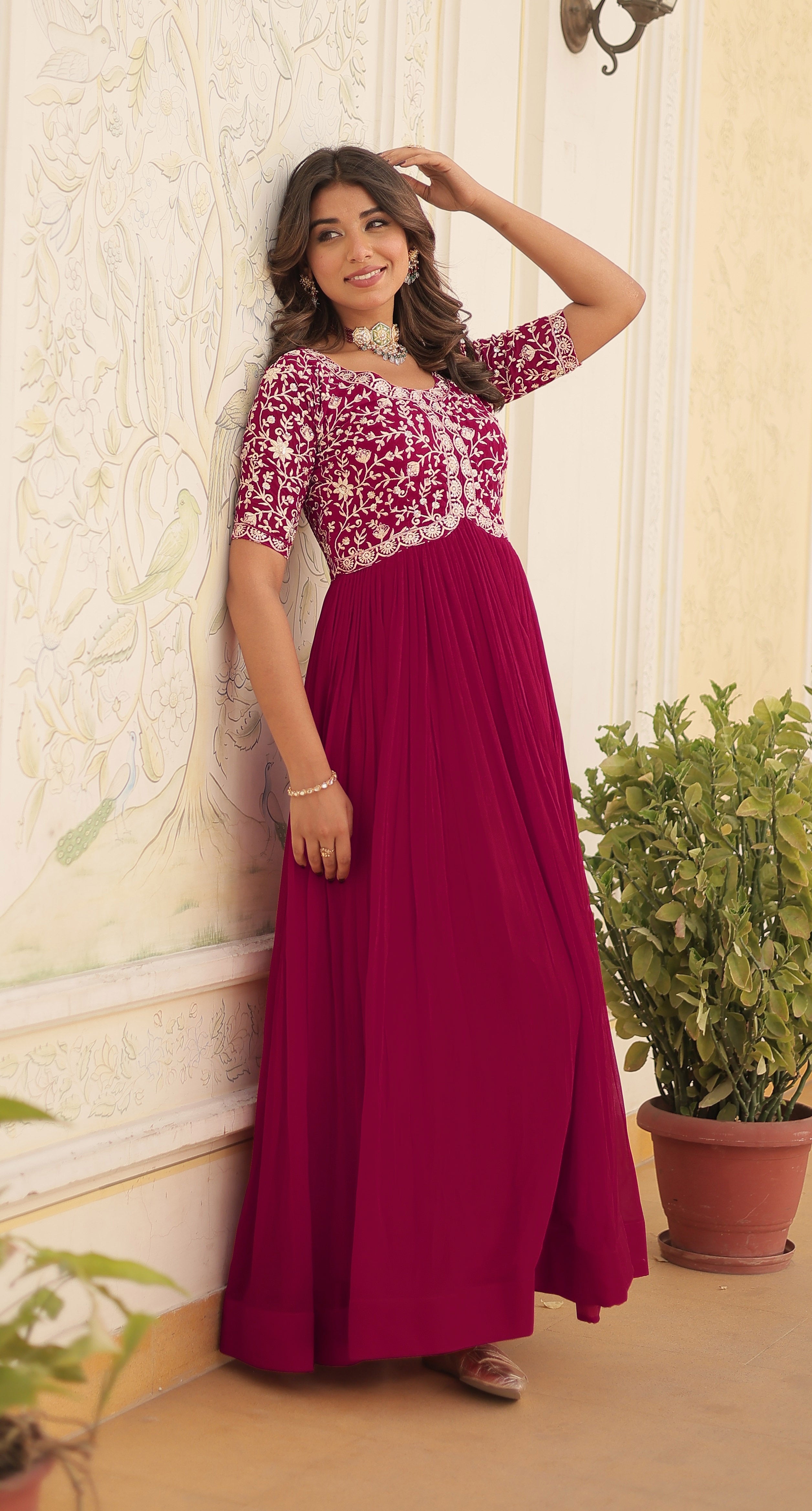 Designer Embroidered Anarkali Gown for Women