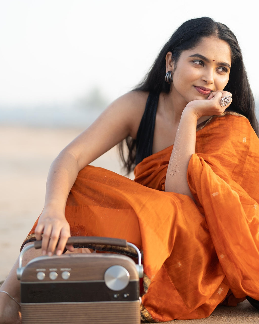 Bold Orange Silk Saree Charm