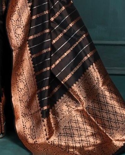 Black Gold Zari Saree for Women